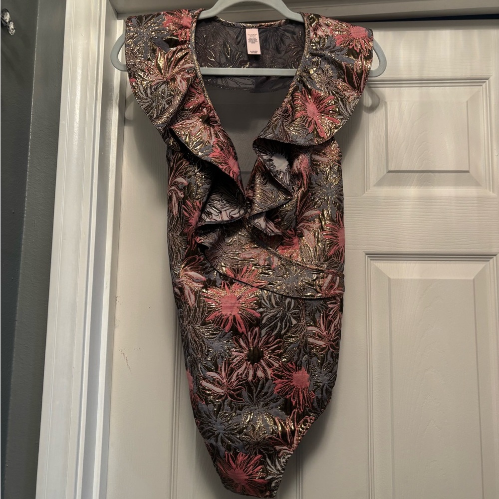 Elegant Floral Ruffle Bodysuit